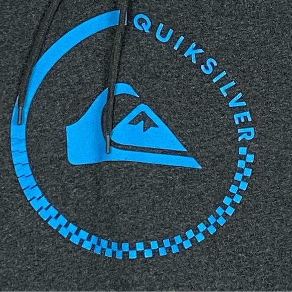 Quicksilver Hoodie Sz Medium Dark Gray Spell Out Kangaroo Pouch Pocket - Picture 4 of 12